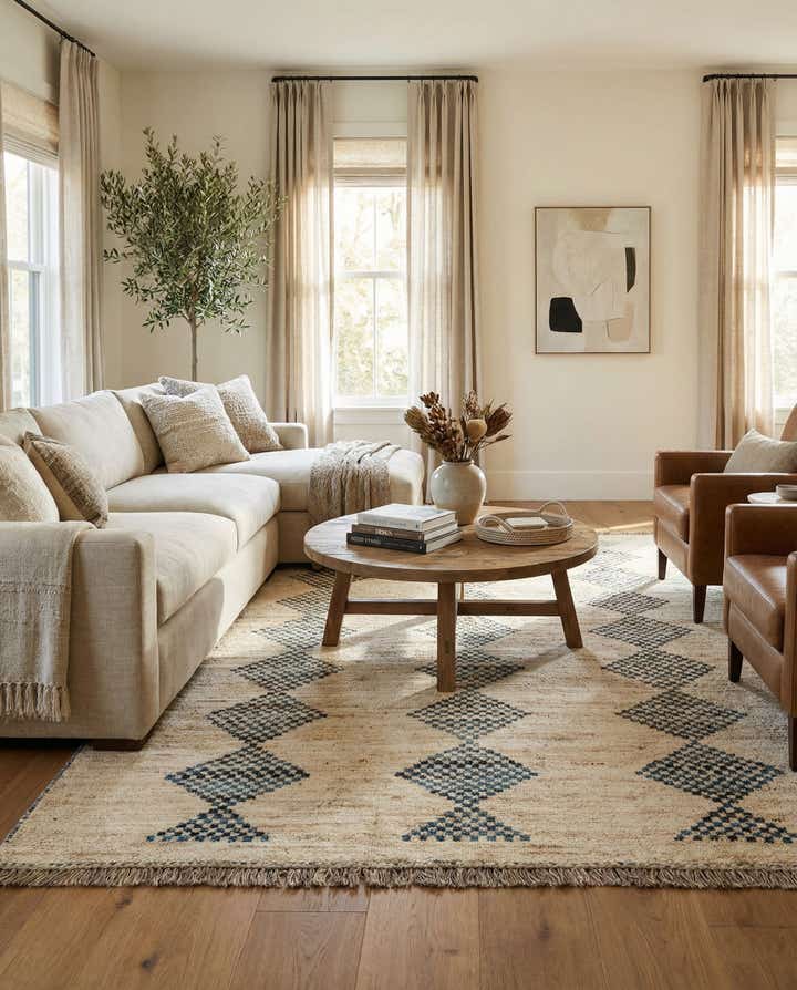 7' x 9' 7 Hand Knotted Moroccan Wool Rug