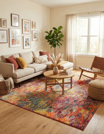 Washable Vivid Square Rug