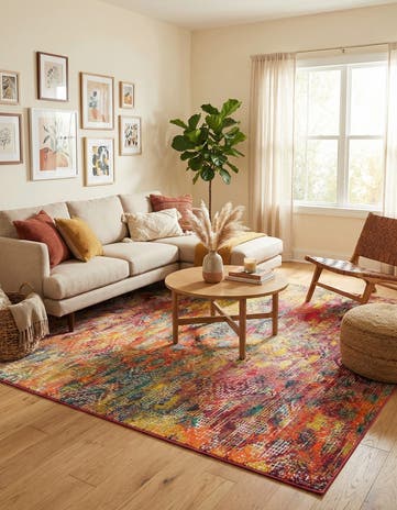 Washable Vivid Square Rug