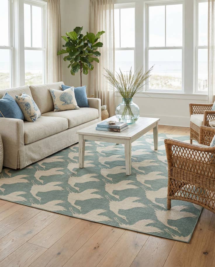 Detail image of 7' 10 x 7' 10 Easy-Clean Coastal Indoor / Outdoor Square Rug