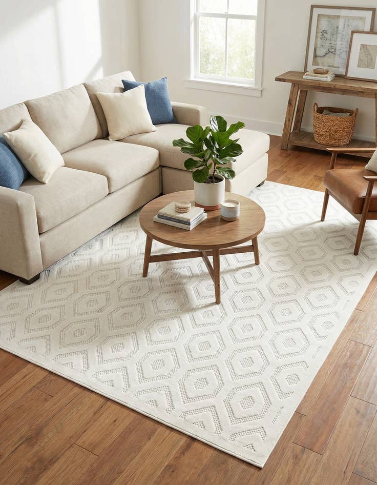 Detail image of 6' x 9'  Washable Trellis Textured Indoor / Outdoor Rug