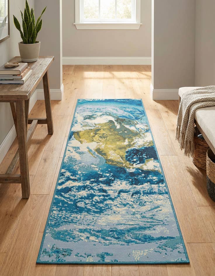 Detail image of 2' x 6' 1  Washable Modern Indoor / Outdoor Runner Rug