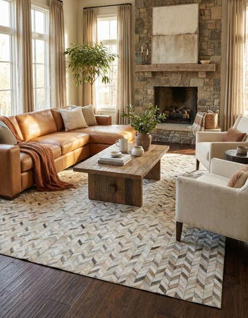 6' 9 x 9' 11 Cowhide Stocks Rug