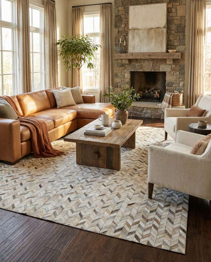 6' 9 x 9' 11 Cowhide Stocks Rug