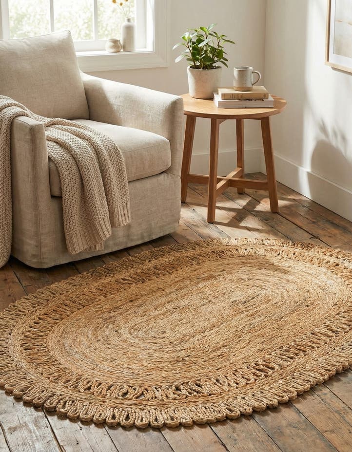 3' 1 x 5' 1 Handmade Braided Jute Oval Rug
