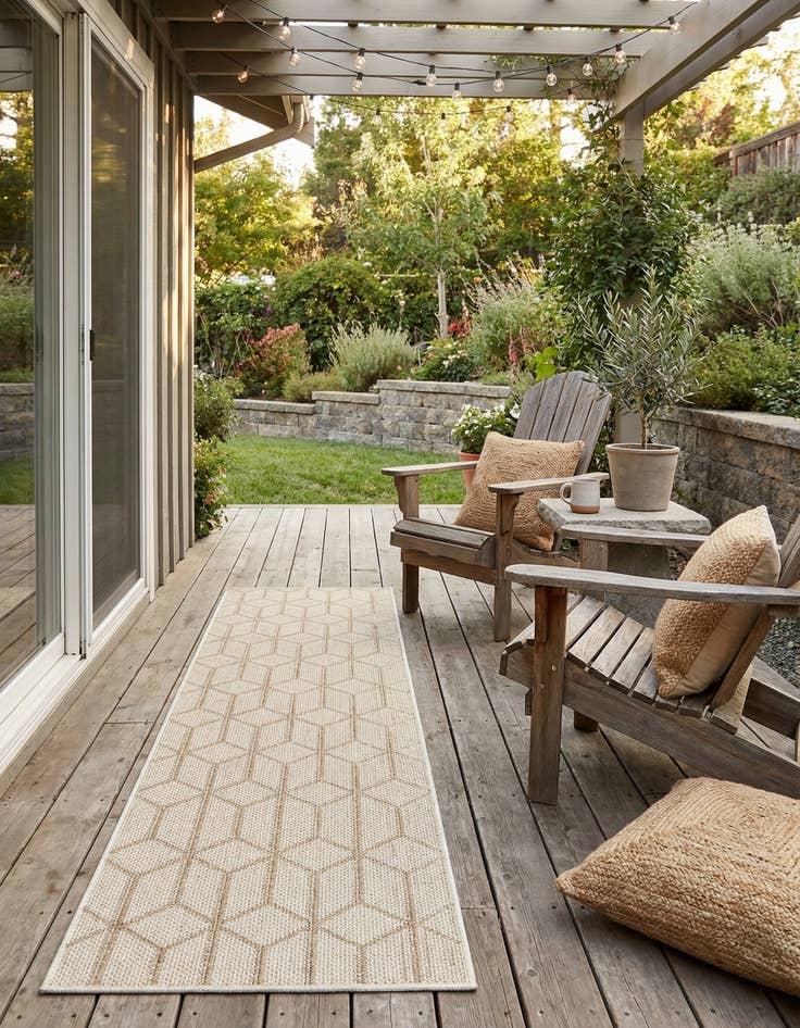Detail image of 2' x 8' Easy-Clean Trellis Indoor / Outdoor Runner Rug