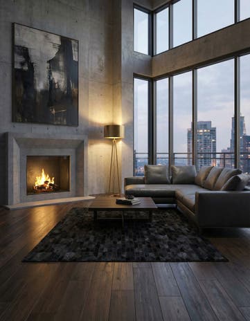 5' 2 x 8' Cowhide Leather Rug