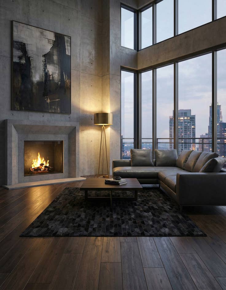 Detail image of 5' 2 x 8' Cowhide Leather Rug