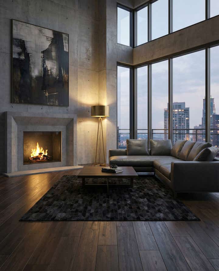 5' 2 x 8' Cowhide Leather Rug