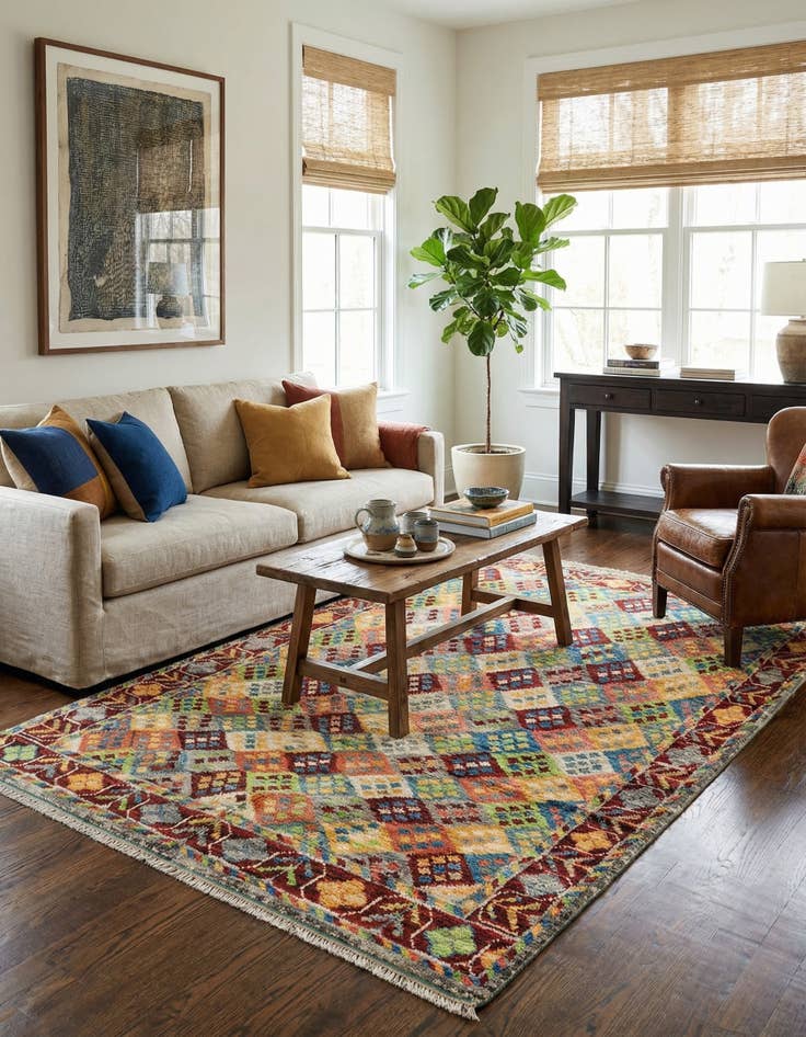 Detail image of  4' 10 x 7' 6  Hand Knotted Darya Wool Rug