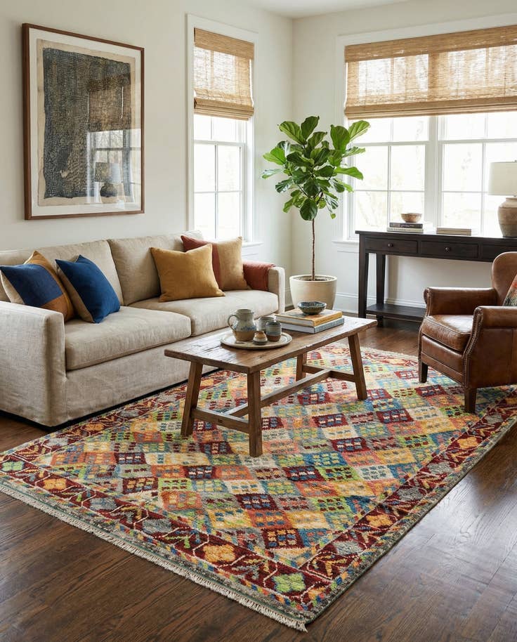 Detail image of 4' 10 x 7' 6 Hand Knotted Darya Wool Rug