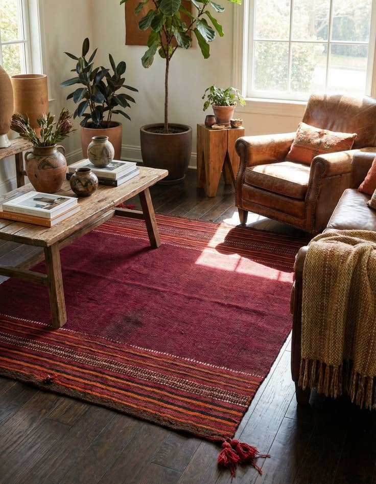 Detail image of 3' 4 x 3' 6  Hand Woven Kilim Afghan Wool Square Rug