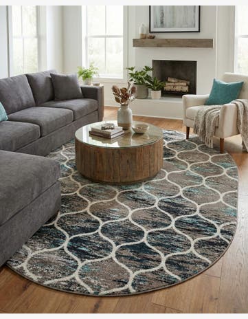 7' 10 x 10' Trellis Frieze Oval Rug