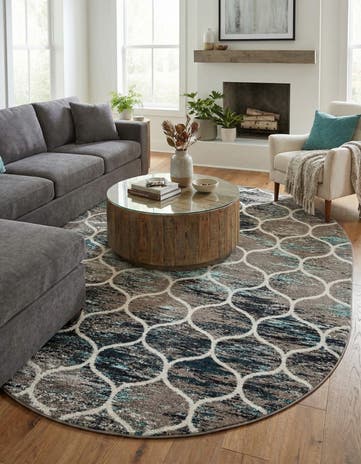 7' 10 x 10' Lattice Frieze Oval Rug