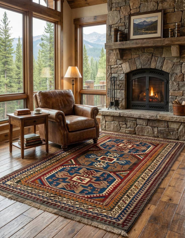 Detail image of  4' 10 x 7' 4  Hand Knotted Fars Wool Rug