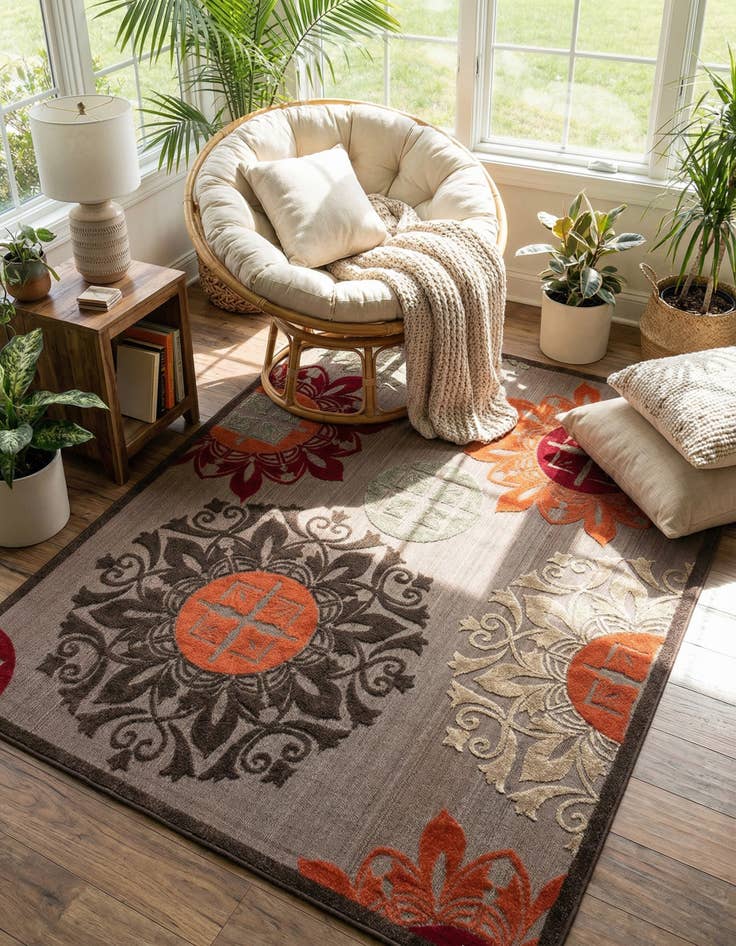 Detail image of 9' x 12' 2  Washable Modern Indoor / Outdoor Rug