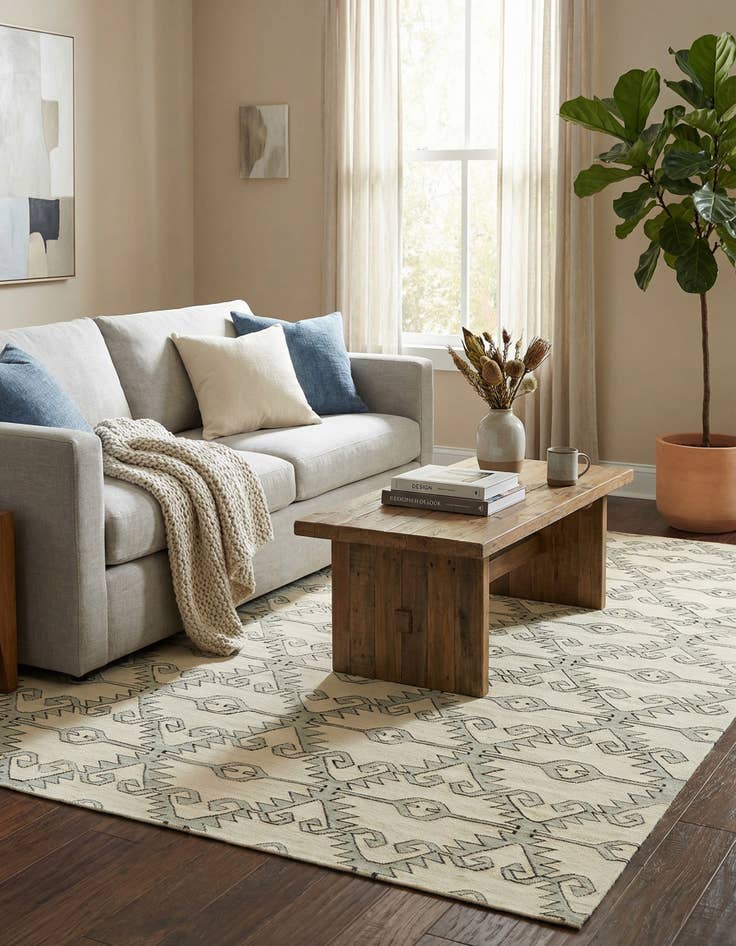 Detail image of 6' x 7' 9  Hand Woven Kilim Modern Wool Rug