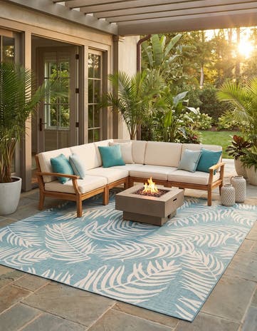 13' x 13' Easy-Clean Botanical Indoor / Outdoor Square Rug