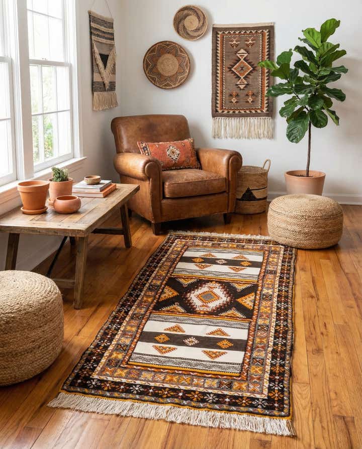 3' 6 x 6' 8 Hand Knotted Moroccan Wool Rug