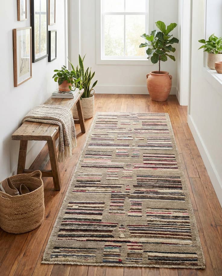 Detail image of 2' 10 x 7' 9 Hand Knotted Moroccan Wool Runner Rug