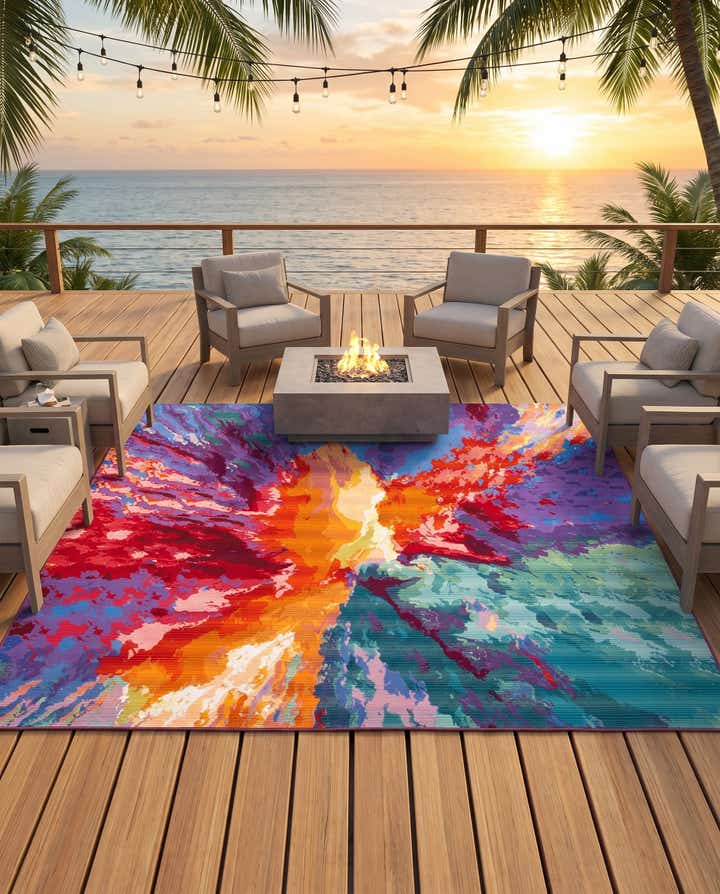 10' x 10' Easy-Clean Modern Indoor / Outdoor Square Rug