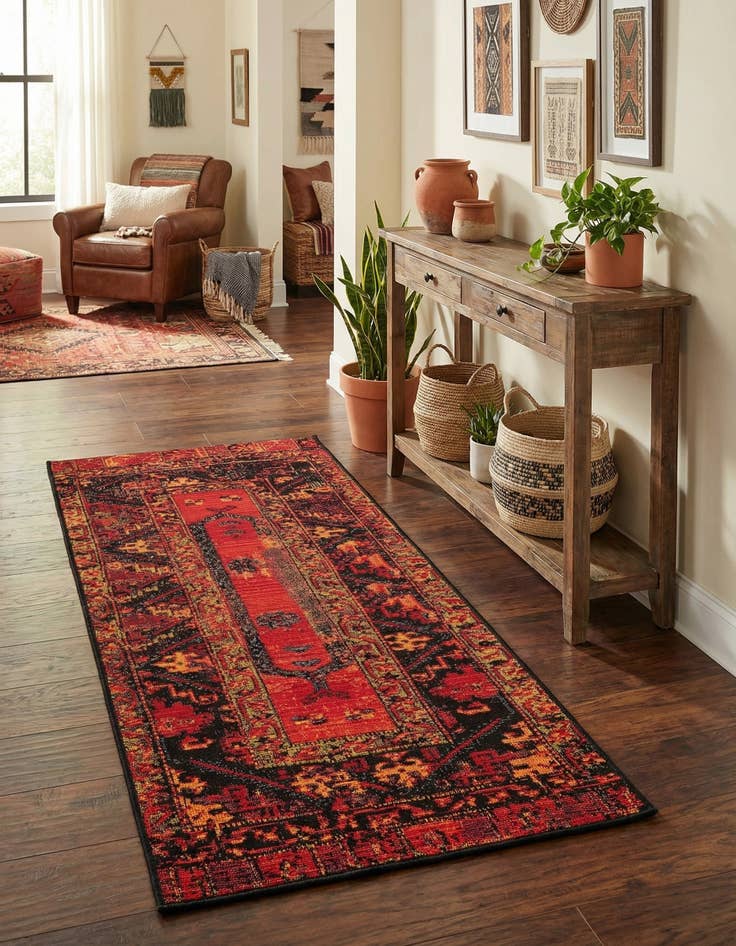 Detail image of 2' x 4'  Washable Tribal Indoor / Outdoor Runner Rug