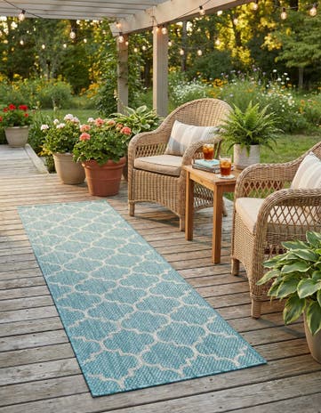 2' x 8' Easy-Clean Lattice Indoor / Outdoor Runner Rug