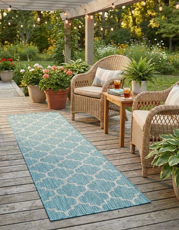 2' x 8' Easy-Clean Lattice Indoor / Outdoor Runner Rug