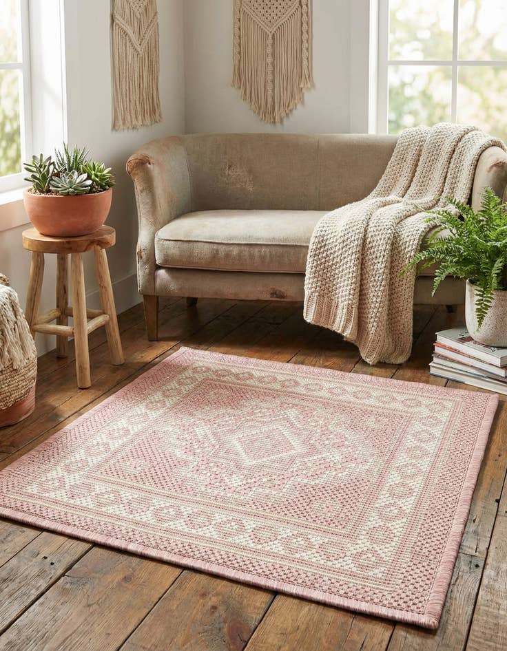 Detail image of 1' 4 x 1' 4  Washable Aztec Indoor / Outdoor Sample Rug