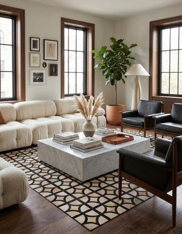 5' x 7' 10 Cowhide Leather Rug