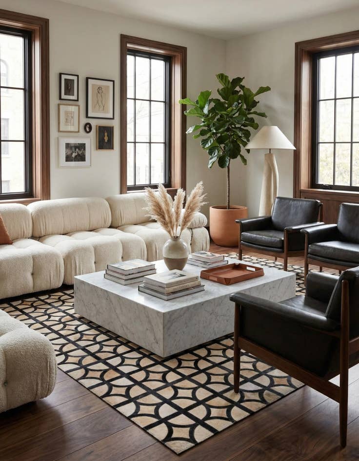 Detail image of 5' x 7' 10 Cowhide Leather Rug