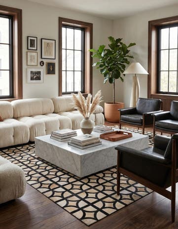 5' x 7' 10 Cowhide Leather Rug