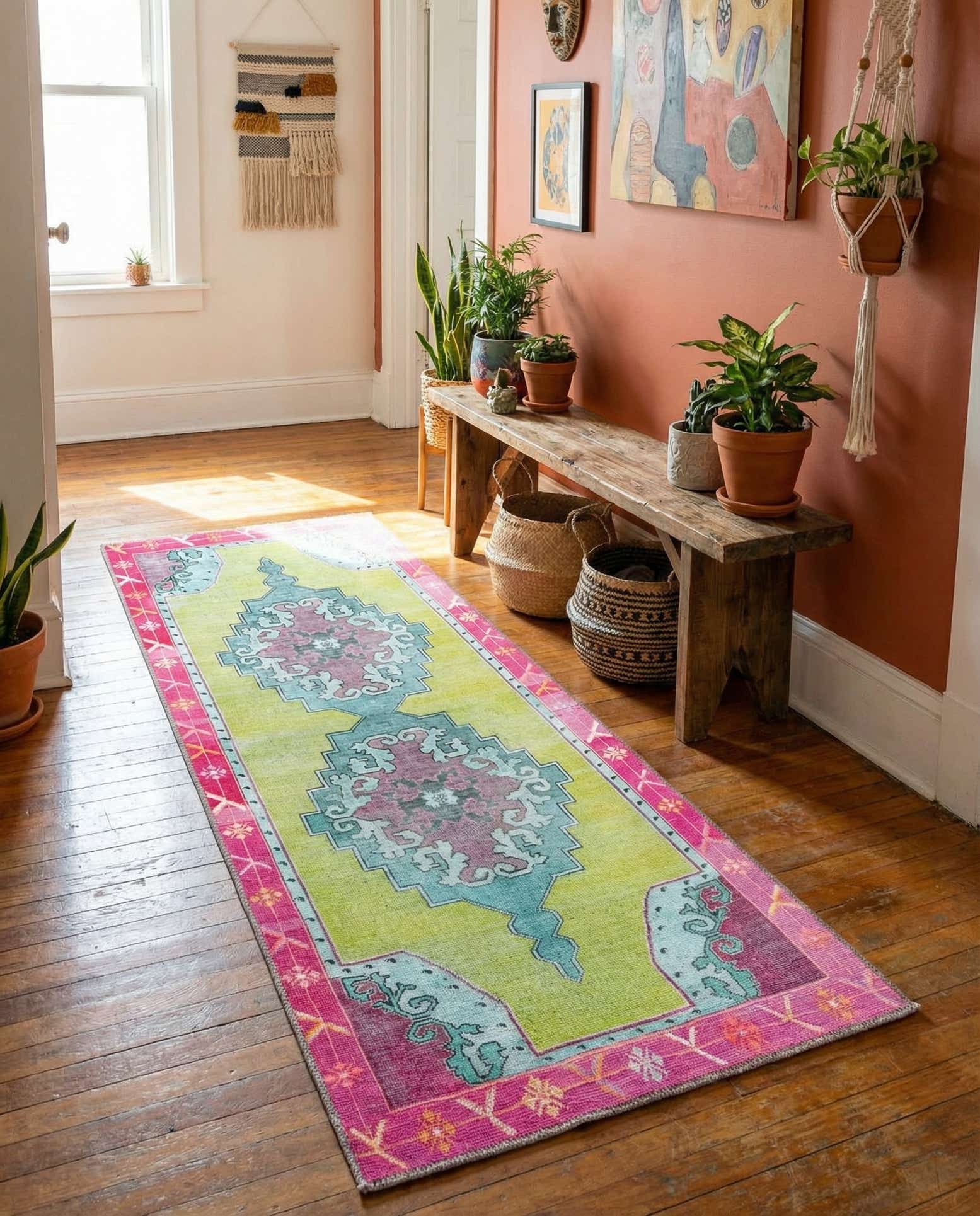 2' x 6' Washable Timeless Runner Rug