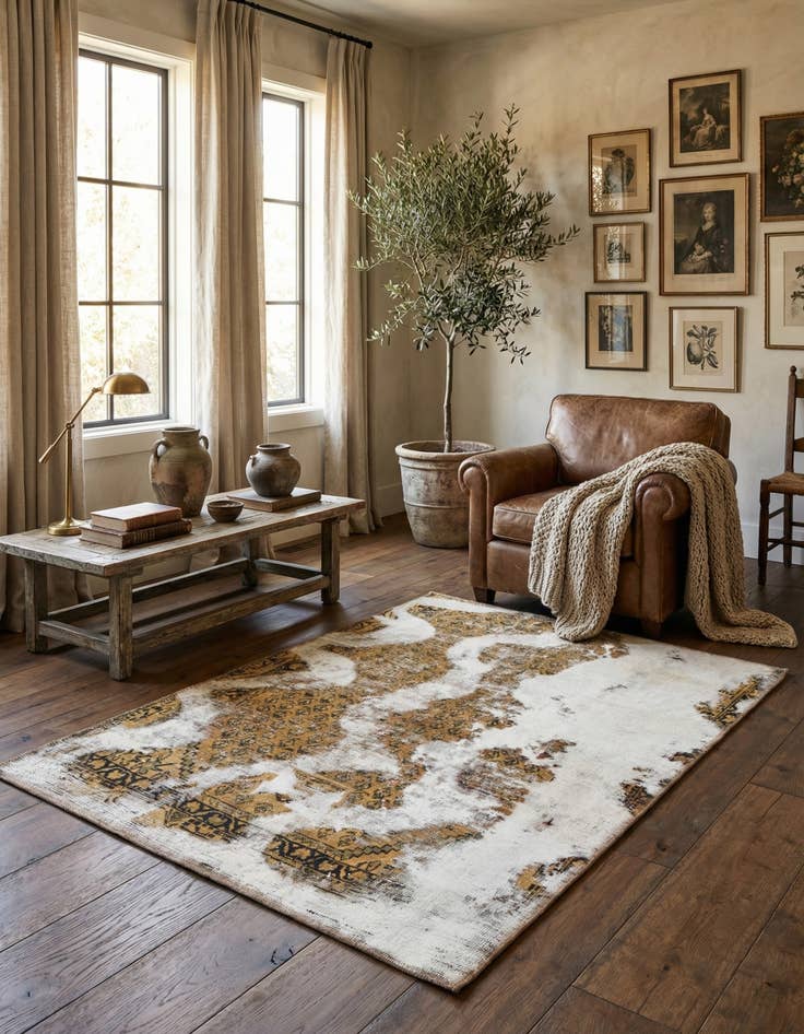 Detail image of 4' x 5' 5  Hand Knotted Ultra Vintage Persian Wool Rug