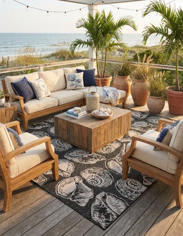12' x 12' Easy-Clean Coastal Indoor / Outdoor Square Rug