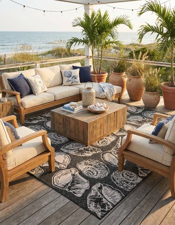 12' x 12' Easy-Clean Coastal Indoor / Outdoor Square Rug