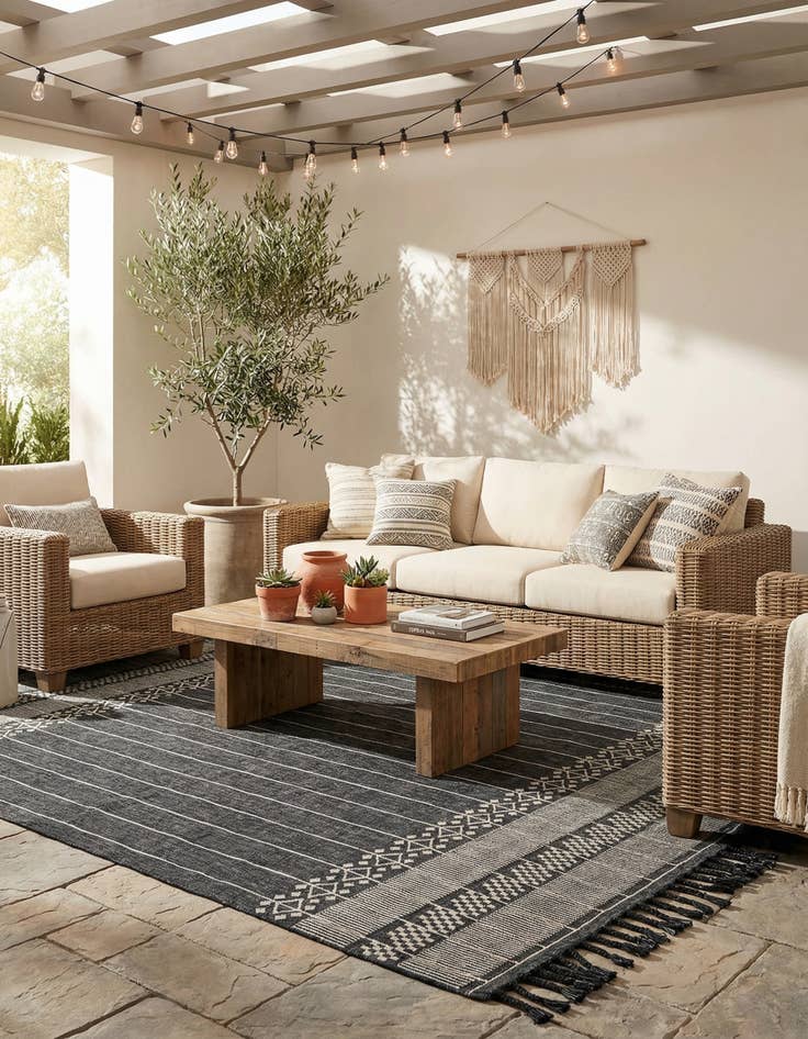 Detail image of 10' x 14' 1  Washable Eco Bohemian Indoor / Outdoor Rug