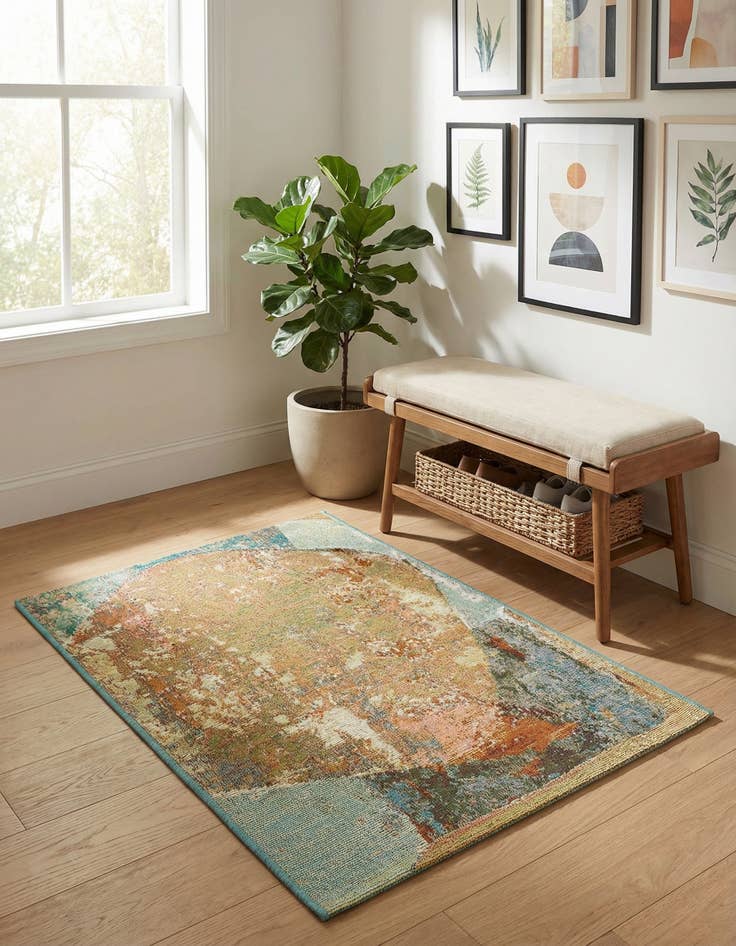 Detail image of 2' x 3' 1  Washable Modern Indoor / Outdoor Rug