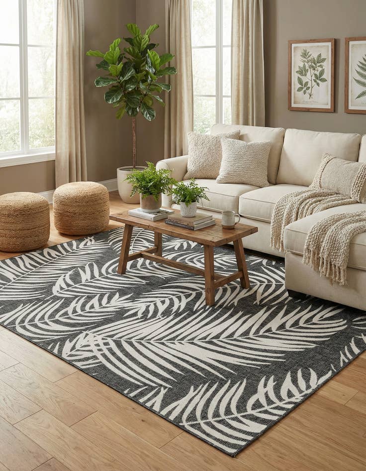 Detail image of 7' 10 x 11'  Washable Botanical Indoor / Outdoor Rug