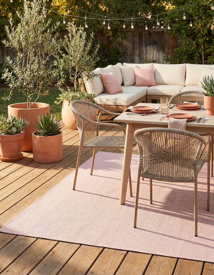 Detail image of 7' 10 x 10' Easy-Clean Solid Indoor / Outdoor Rug