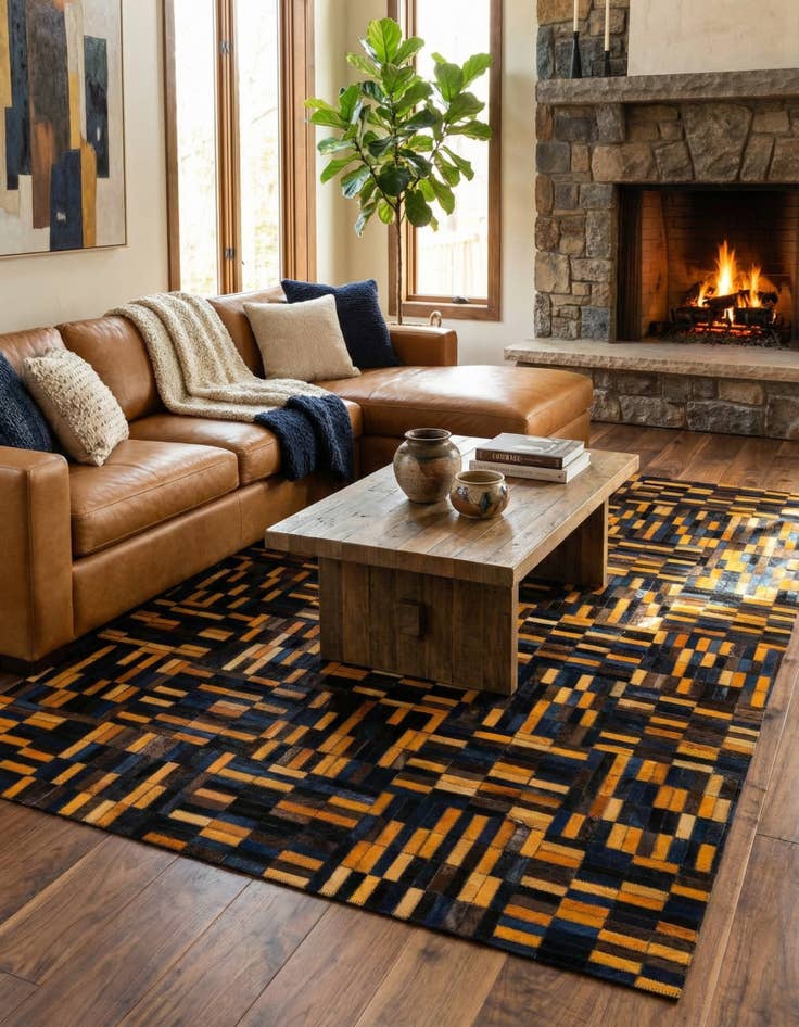 Detail image of  4' 11 x 7' 11 Cowhide - Patchwork Rug