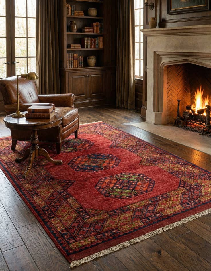 Detail image of 4' 2 x 6' Ersari Afghan Wool Rug