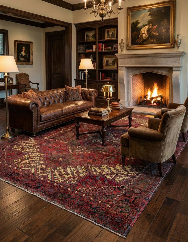 Detail image of 10' 3 x 12' 2  Hand Knotted Heriz Persian Wool Rug