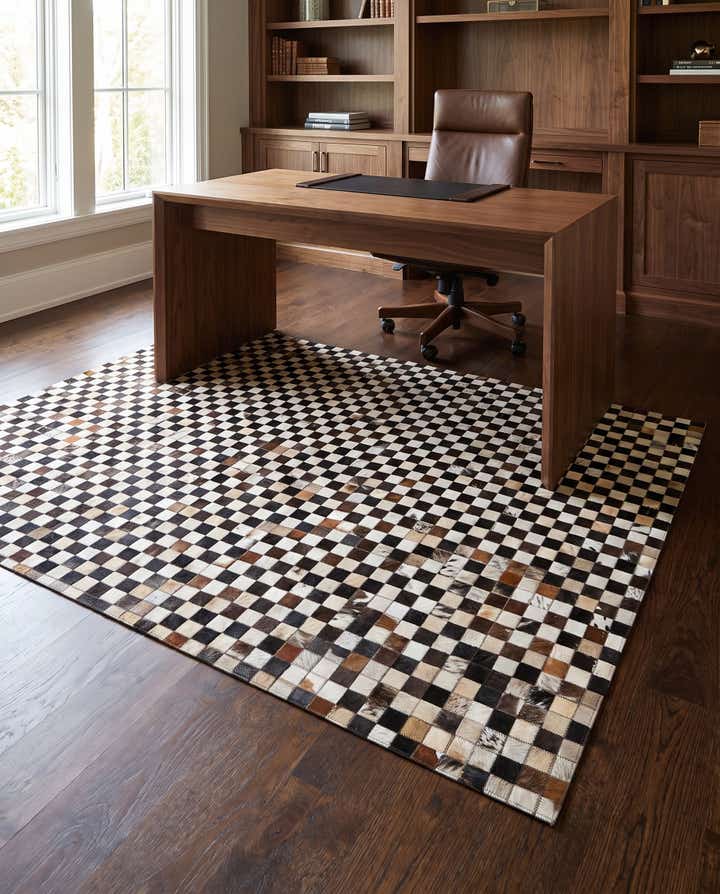 5' 1 x 8' 2 Cowhide Leather Rug