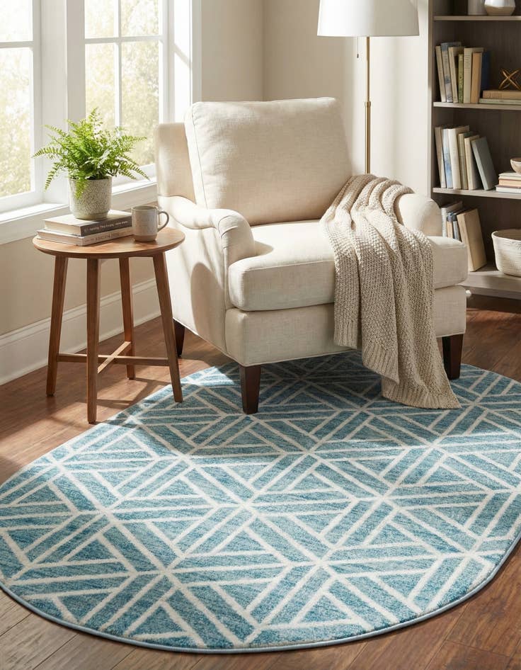 Detail image of  5' 3 x 8' Lattice Trellis Oval Rug