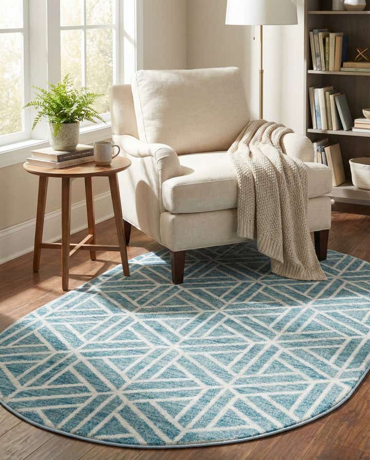 5' 3 x 8' Lattice Trellis Oval Rug