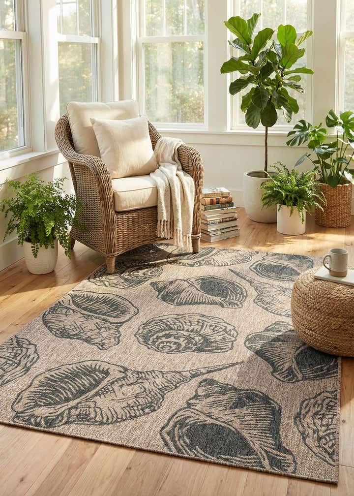 5' 3 x 8' Easy-Clean Coastal Indoor / Outdoor Rug