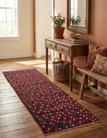 2' 9 x 9' 3 Hand Knotted Balouch Wool Runner Rug