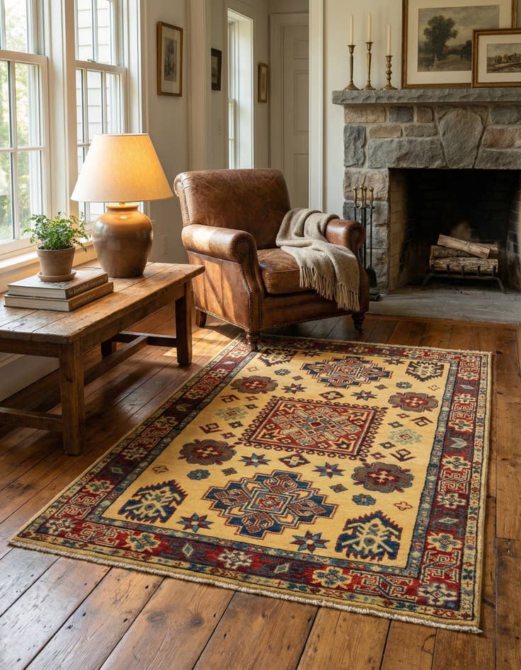 Detail image of 3' 1 x 4' 11  Hand Knotted Kazak Rug