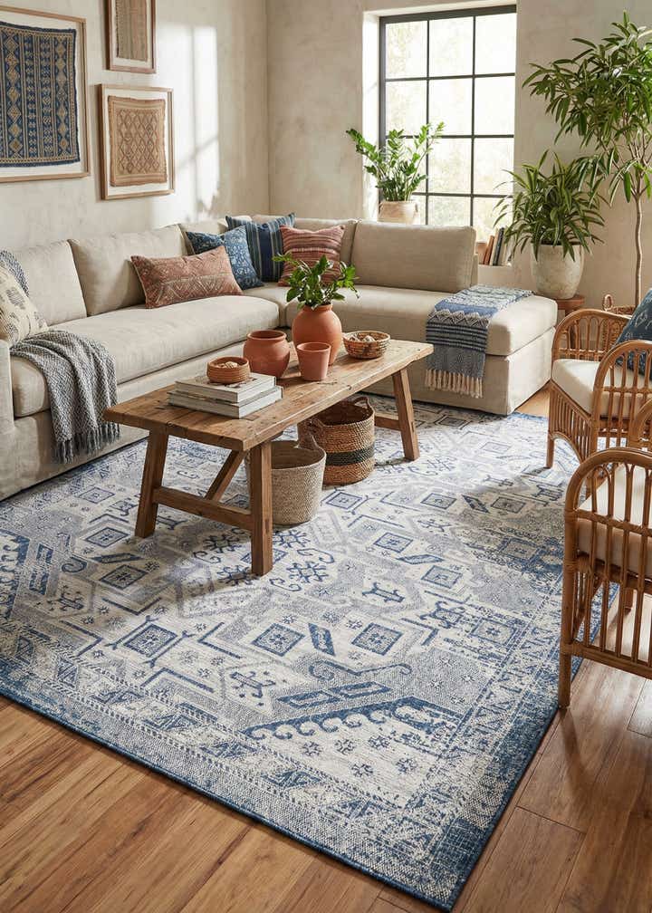 7' 10 x 11' Easy-Clean Aztec Indoor / Outdoor Rug